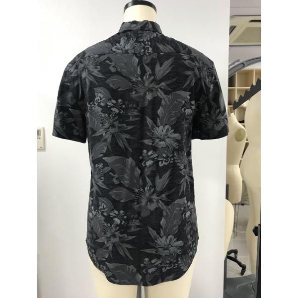 100% Viscose Summer Casual Leaf Print Short Sleeve Shirt Beach Style