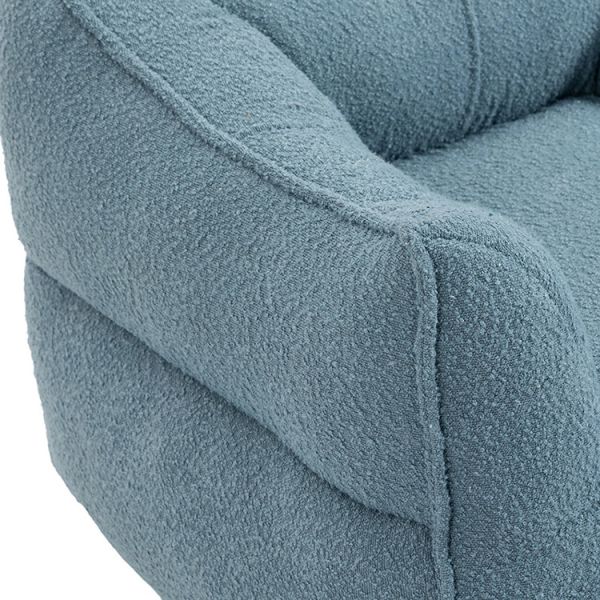 Ergonomic Compression Vacuum Packed Sofa Blue Microfiber Slipcovered