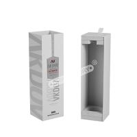 Boîte de tiroir à vin en papier blanc en carton avec logo en plaque métallique