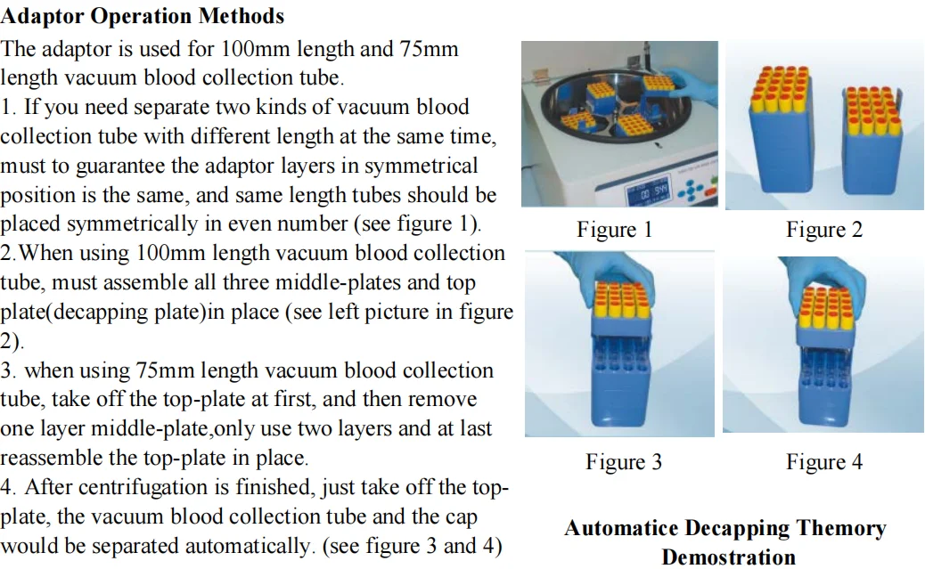 Low speed centrifuge for vacutainer automatic decapping centrifuge vaccum blood tube centrifuge