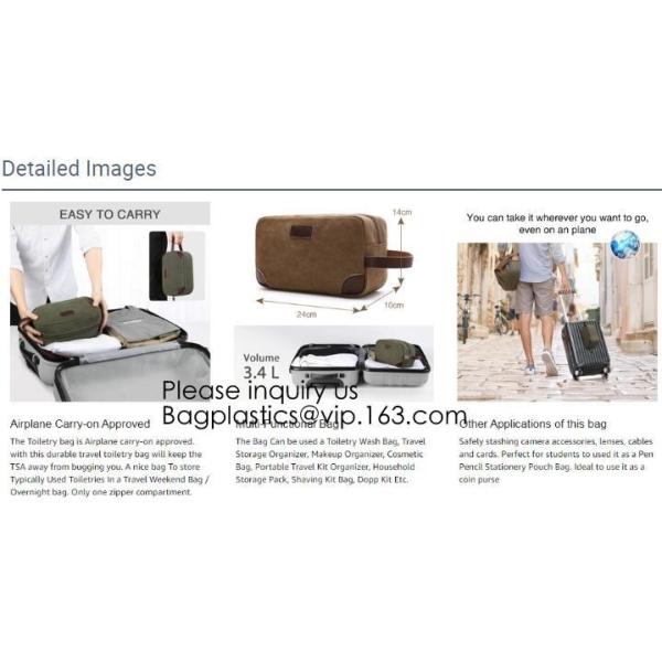 Natural Hemp Branded Cosmetic Bags,Custom Genuine Leather Travel Cosmetic Bag for Men,Bagease, Bagplastics, package