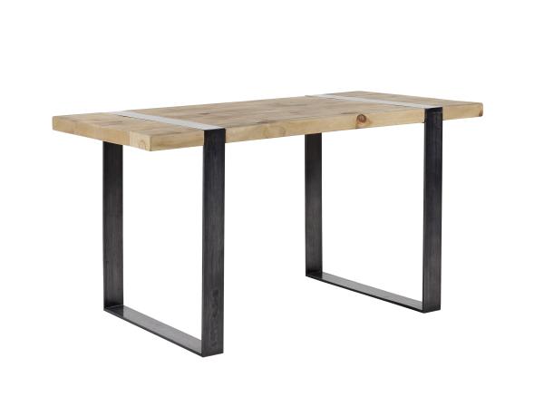 Natural Waterproof Pine Wood Dining Room Tables Matt Light Iron Legs Original Color