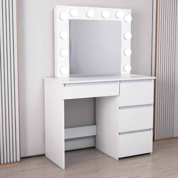 Furniture Makeup Vanity With Mirror , White Dressing Cosmetic Table