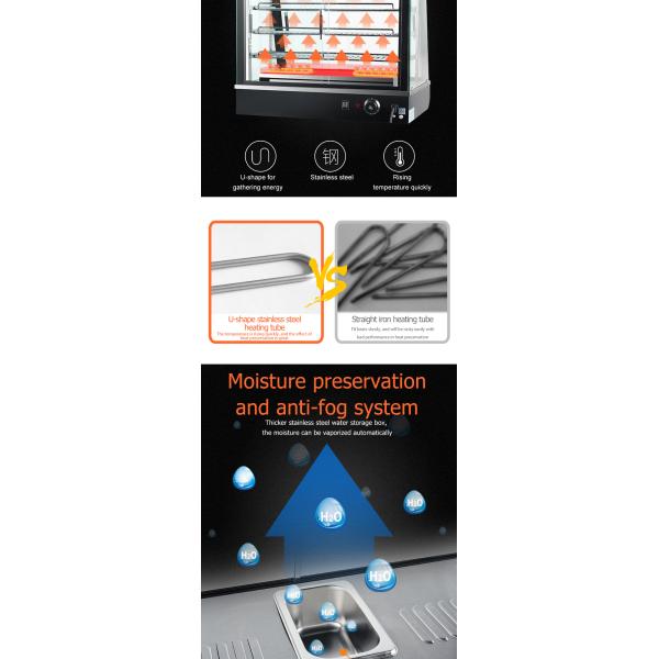 Электрический коммерческий пищевой отопительный дисплей Витрина со стеклянной крышкой и корпусом из нержавеющей стали