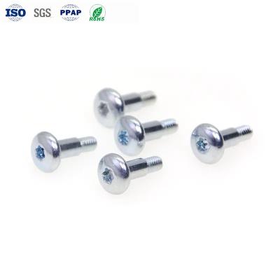 Torsión de hombro personalizada M4 * 15 de acero al carbono azul de zinc flor de ciruela ranura de la cabeza de la máquina Torsión de dientes