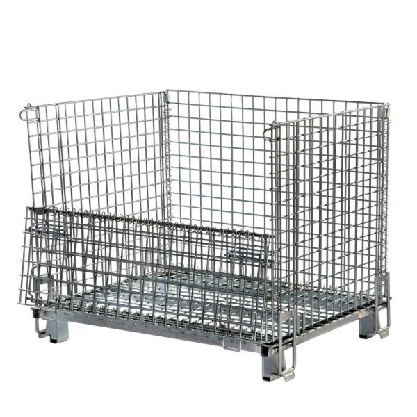 Warehouse Wire Container Storage  Mesh Pallet Cages  Heavy Duty Iron Frame