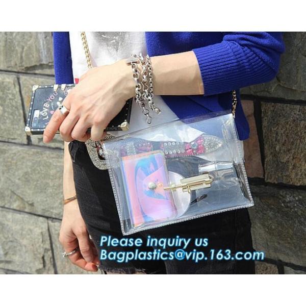 Beach Clear PVC Shoulder Bag DIY Transparent Clutch Tote Bag, candy jelly bag transparent clear pvc handbag shoulder cro