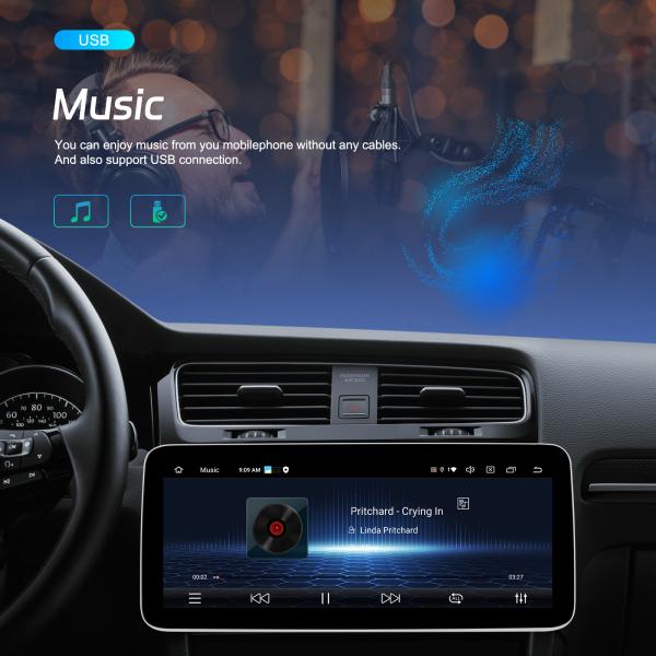 USB подключение 12,3 дюйма полный сенсорный экран QLED Android Автомобильное радио Универсальный год 6 128 ГБ