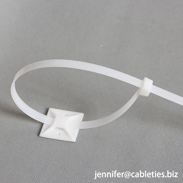 DEMOELE 30*30mm white plastic nylon self adhesive cable tie mount for cable ties without drilling hole on board