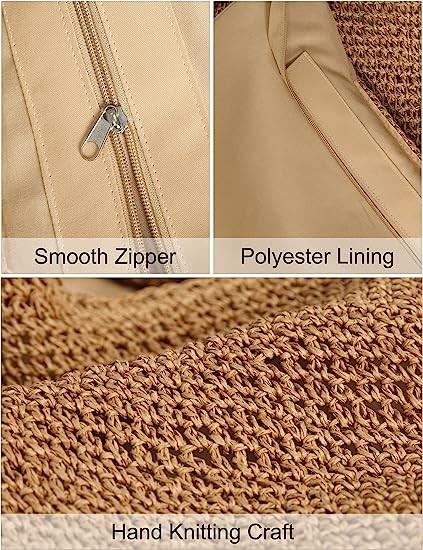 Woven Tote Bag for Women Large Straw Bags Summer Beach Hand-woven Shoulder Bag Boho Rattan Handbag