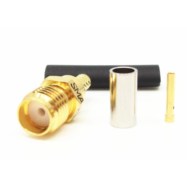 El oro recto femenino del conector coaxial de SMA RF plateó el conector de cable que prensaba