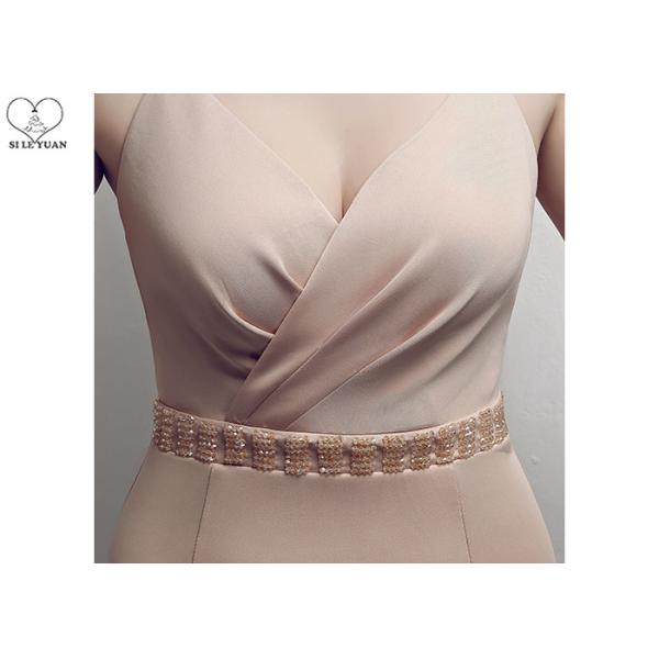 Beaded Red Wedding Bridesmaid Dresses Mermaid Backless Elastic Style High Slit