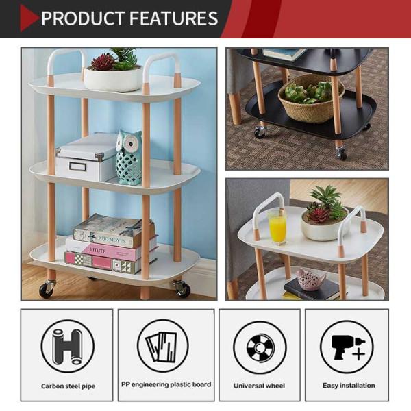 3 Tier kitchen plastic Household Multifunctional office storage rack cart