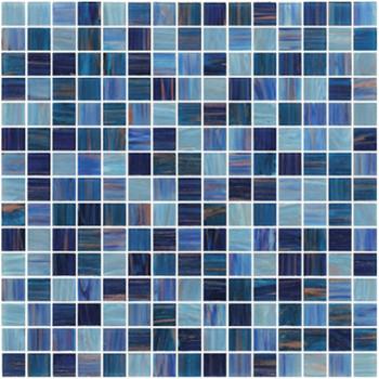 Soft blue gold line glass mosaic mix pattern fountain decoration material