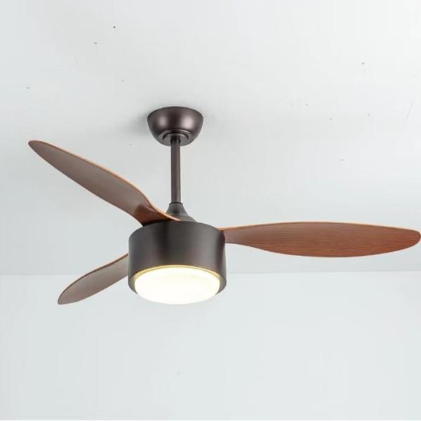 Ventilador de techo de madera sólida de estilo pop con motor de corriente continua y luz LED