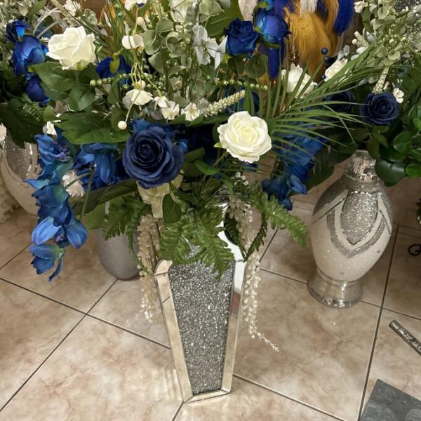 Home Decoration Mirrored Furniture Tall Floor Vase Clear Glass Crystal For Wedding