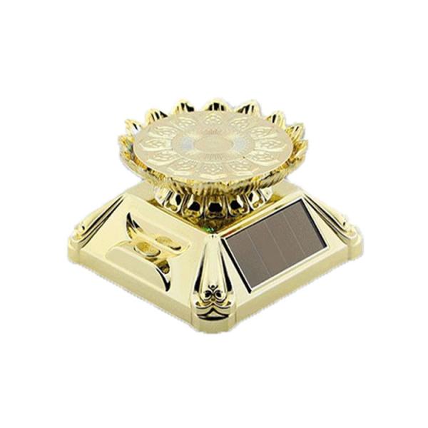 Customized Lotus Solar Powered Turntable Stand Gold / Silver Show Case 360 Degree