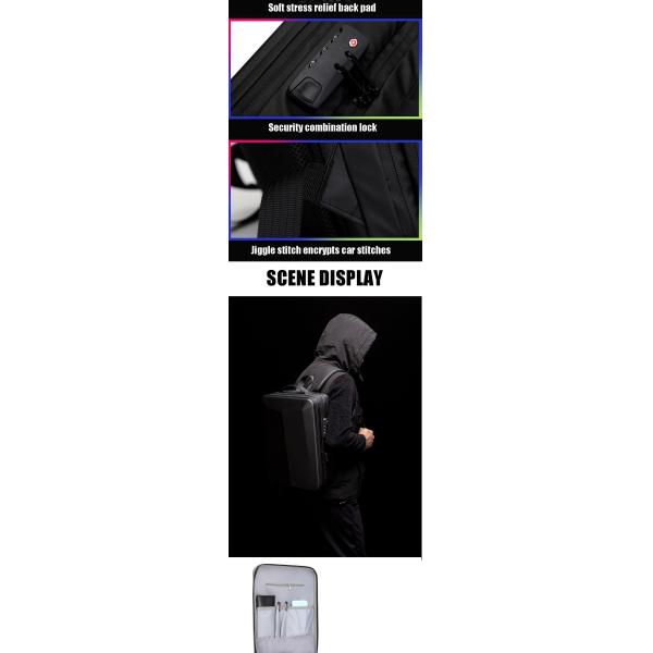 Oxford ABS Shell Business Backpacks School College Tablet Travel Backpack 25L Capacity