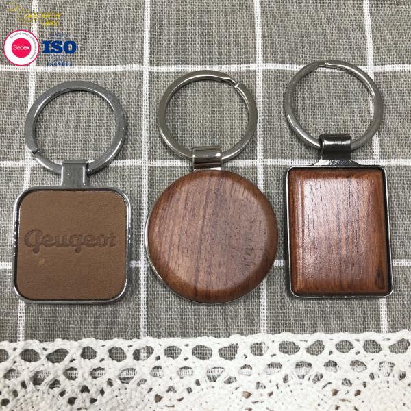 Hot Sale Wood Keychain Blank Key Chain Custom Design Printed Laser Engraved Logo Key Tag Wooden Key Ring