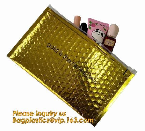 Slider padded grip seal Golden bags, air bubble bag with slider zipper,design custom anti static plastic black k b