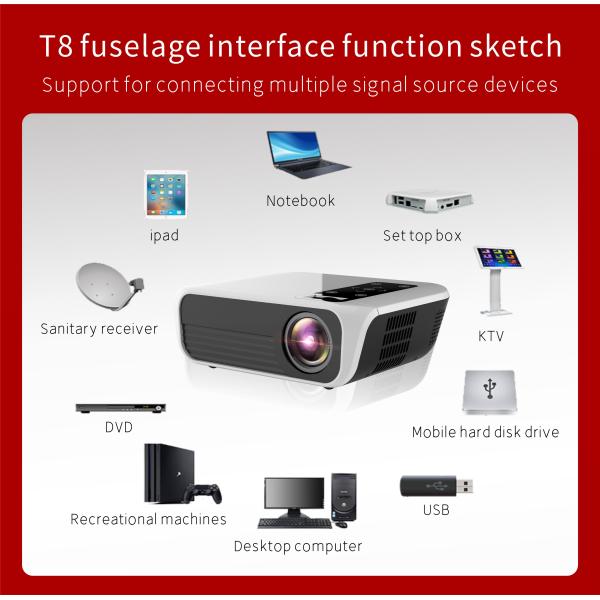 Home HD 1080P Mini Portable Projector T8