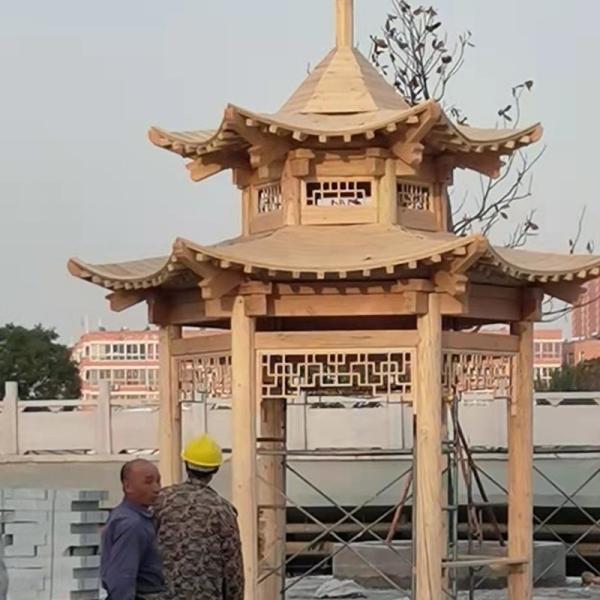 Газебо Handmade на открытом воздухе деревянного шестиугольника павильона перголы 3.2m китайского деревянное