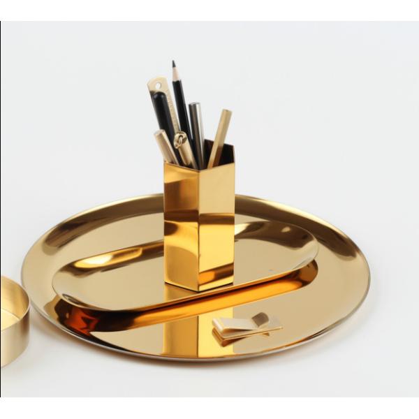 Gold Elliptical Plate 180mm Length 112g Metal Jewelry Tray