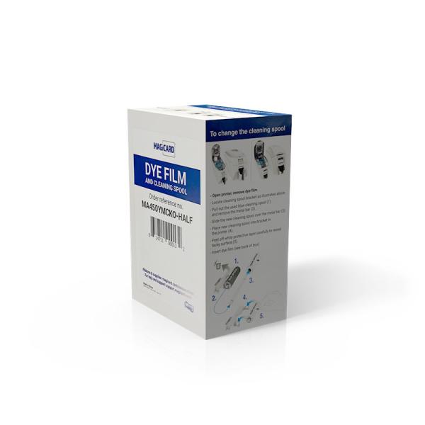 Original Magicard Ribbon MA450YMCKO-HALF Dye Film And Cleaning Spool 450 prints/roll
