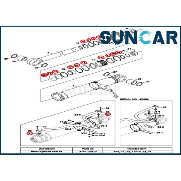 Boom Seal Repair Kit 31Y1-33870 31Y133870 Cylinder Oil Seal Kits Fits For Hyundai R360LC-9 R430LC-9