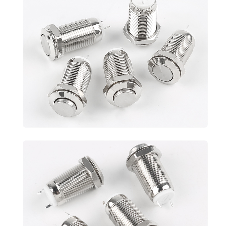 10MM Metal Push Button Switch Self-Resetting Latching Normally Open Miniature Illuminated Switch 2Pin High Head