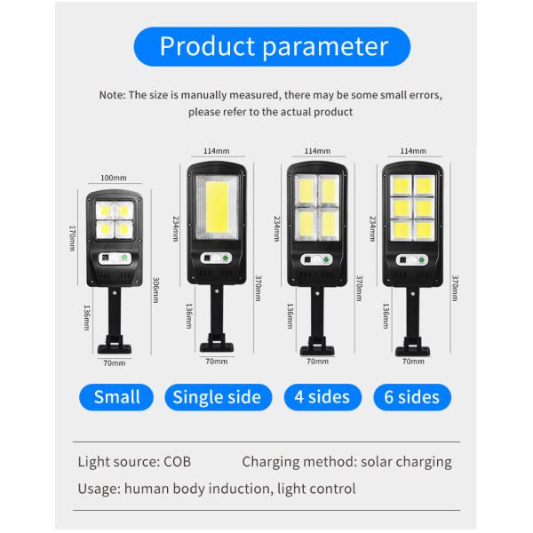 100w 200w 300W Modern LED Garden Outdoor Solar Wall Light With Motion Sensor Remote Control