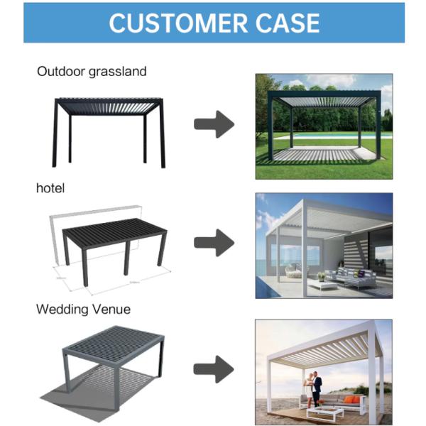 Contemporary Aluminum Pergola Gazebo With Wind Resistance Up To 60 Mph And Adjustable Shade