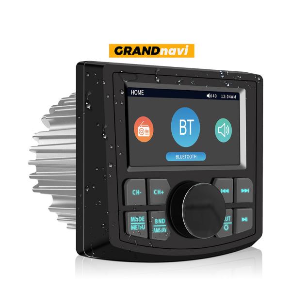 IPX5 Marine Rev Cam Radio For Boat RV ATV SUV , USB BT Marine Audio Multimedia Aux In EQ Setting