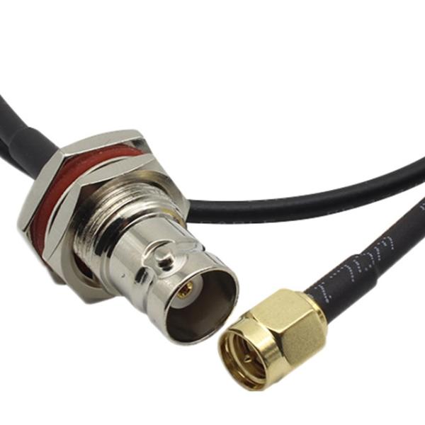 Cabo fêmea impermeável da trança da antena do RF RG174 RG58 do homem do anteparo BNC Jack To SMA