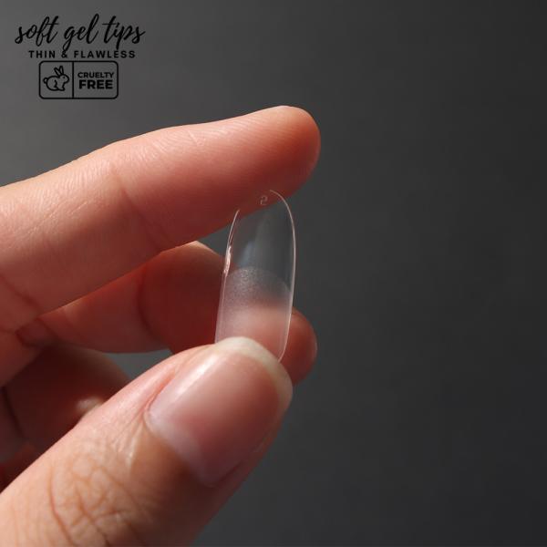 French Style Acrylic Soft Gel Nail Tips Clear Full Cover Box Press on Nails Private Label Round Nail Tips