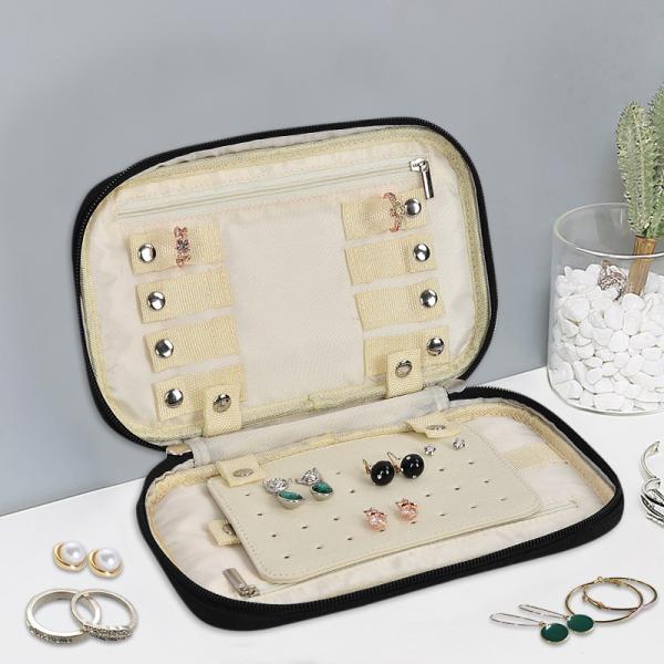 Quilted Zipper Jewelry Box Case Bag Packaging Travel 22x15x3.5cm