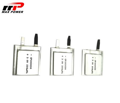 3.0V 200mAh Li Mno2 Battery , CP203030 Lithium Primary Battery With UL CE Certification