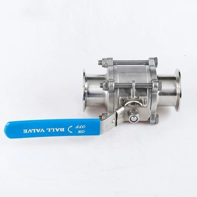 Sanitary Stainless Steel 304 Three-Piece Quick Clamp Ball Valve for Manual Operation