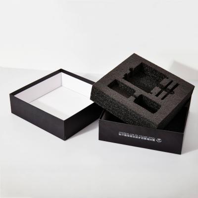 Reusable Custom logo printed Elegant Black cardboard Box with foam Cosmetic Perfume Gift product packaging paper boxes