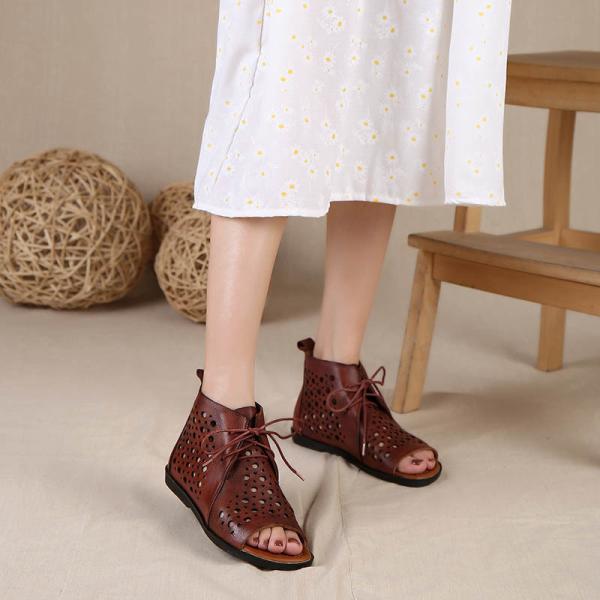 S433 2020 New Sandals Female Open Toe Breathable Cool Leather Sandals Female Ins Trendy Shoes Hole Shoes
