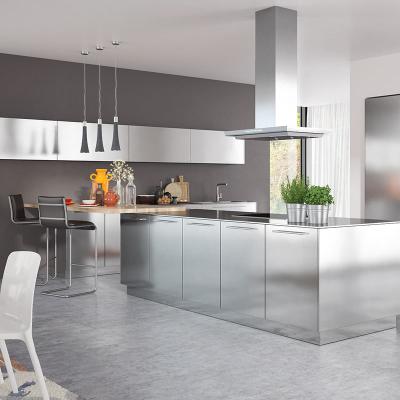 Simple Modern Stainless Steel Kitchen Cabinet Islands Style 2D 3D Drawing