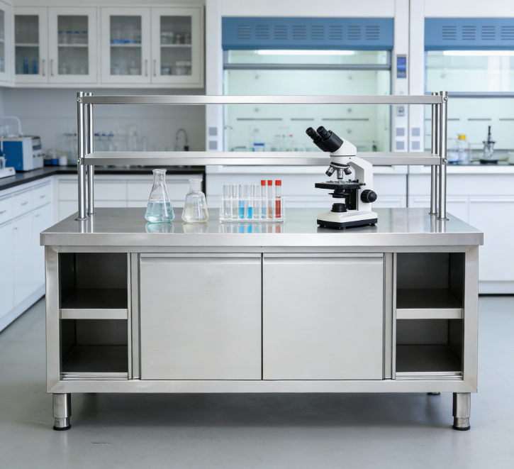 500 kg/㎡ Load Capacity Stainless Steel Workbench with Sliding Door Design for Commercial Kitchen Storage