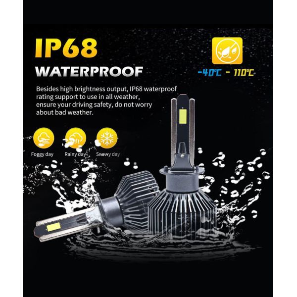 New Auto Lighting Systems 9000LM 110W H1 6500k LED Car Headlight Bulb