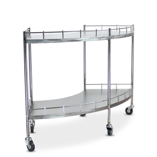 Stainless Steel 304  Fan Shape Trolley  2 Shelf  Removal SS Trolley
