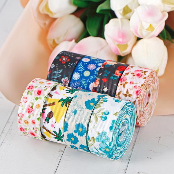 Гросграйн печатные ленты MSD 22 мм ширина 7/8 дюйма теплопередача индивидуальный цветочный дизайн