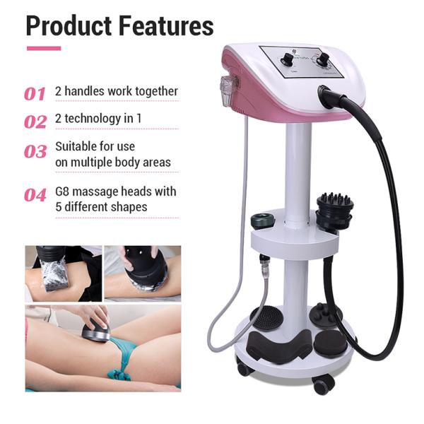 2024 2 in 1 pink G8 Vibration Body Massage Vacuum Heating Slimming Machine with Stand