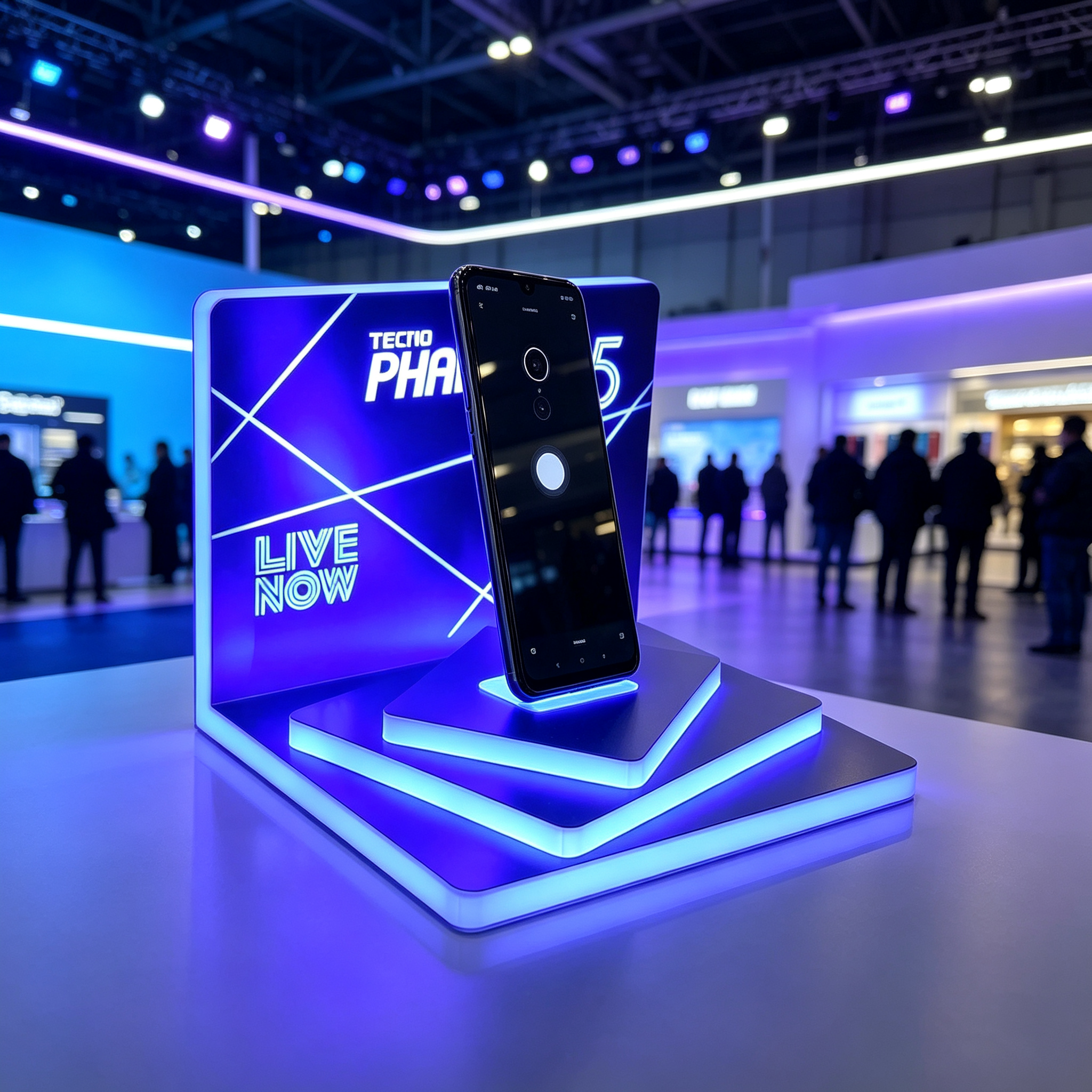 LED Acrylic Tiered Display Stand, Custom Lighted Countertop POS Display for Mobile Retail