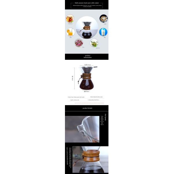 Customized Logo Double Wall Borosilicate Glass Coffee Maker for Unusual Heat Resistant