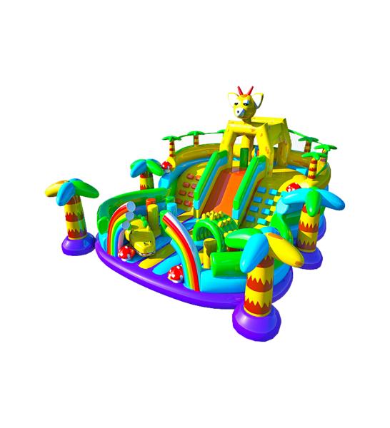 Giraffe Theme Slide Inflatable Bouncy Castle With Palm Trees