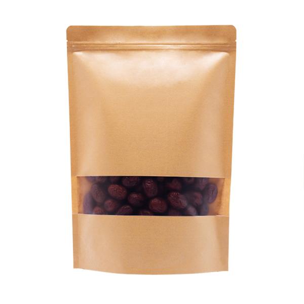 CTCX Eco Friendly Custom Logo Private Ziplock Brown White Kraft Craft Food Paper Packaging Zipper Bags With Window